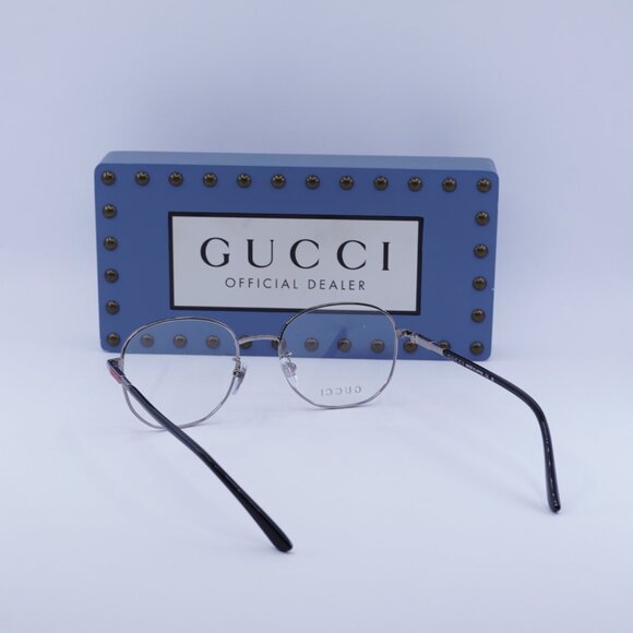 Gucci GG1352O 001 Rectangle Eyeglasses - Shiny Ruthenium/Black 53mm - Picture 11 of 12